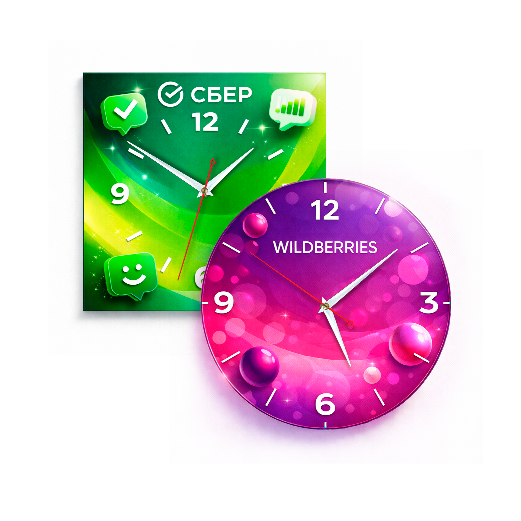 1 Настенные часы с логотипом - стильный бизнес-сувенир для клиентов и партнеров Часы с логотипами Сбер и Wildberries